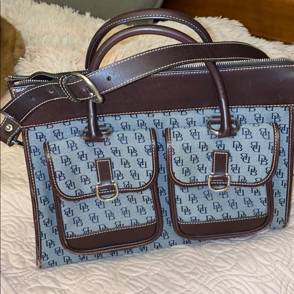 Dooney & Bourke navy and brown satchel purse